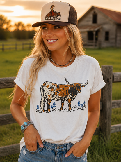 Texas Longhorn Bluebonnet Graphic Tee