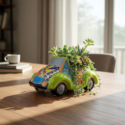 Small Talavera Car Planter | Ceramic Car Statue