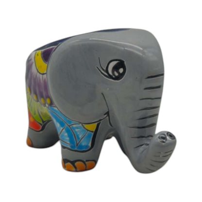 Talavera Elephant Planter | Colorful Hand-Painted Ceramic Animal Pot