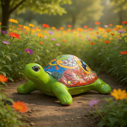 Talavera Sea Turtle Statue | Colorful Hand-Painted Mexican Decor