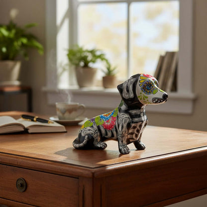 Talavera Dachshund Figurine | Day of the Dead Ceramic Dog