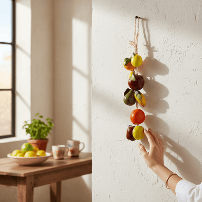 Hand-Painted Mexican Fruit Garland | Colorful Hanging Fruit Wall Art