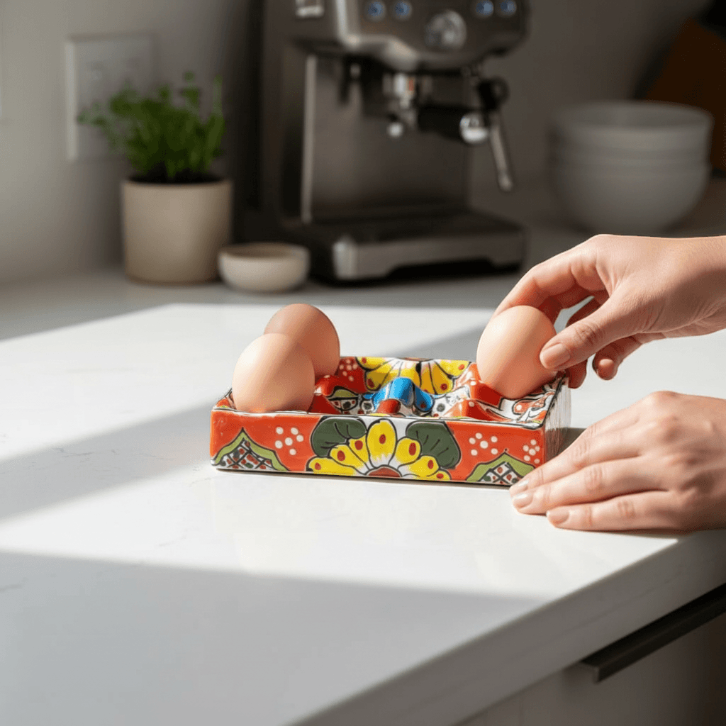 Talavera Ceramic Egg Holder | Hand-Painted Mexican Kitchenware