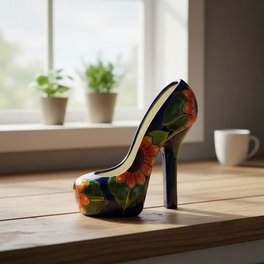 Talavera High Heel Statue | Sunflower Design