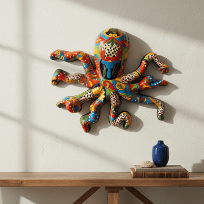 Mexican Handmade Octopus Wall Art | Hand-Painted Talavera