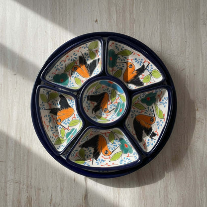 Talavera Bird Appetizer Tray | Colorful Mexican Pottery Dish