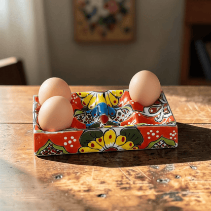 Talavera Ceramic Egg Holder | Hand-Painted Mexican Kitchenware