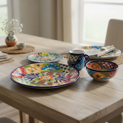 Talavera Dinnerware Set | 34-Piece Mexican Tableware for 8