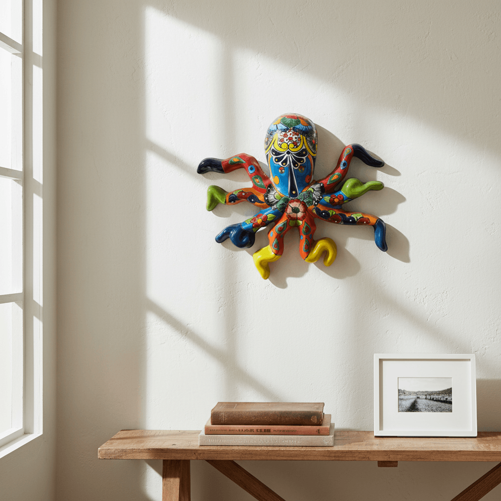 Mexican Handmade Octopus Wall Art | Hand-Painted Talavera