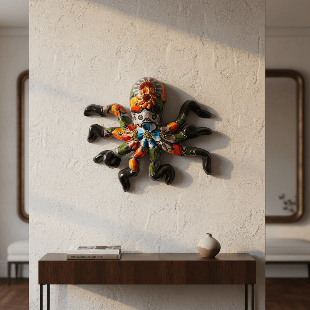 Mexican Handmade Octopus Wall Art | Hand-Painted Talavera
