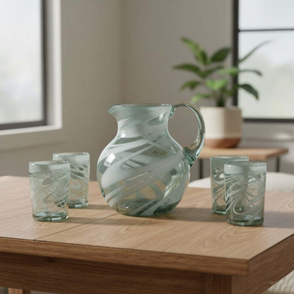White Swirl Hand-Blown Mexican Drinking Glass | Artisan Drinkware