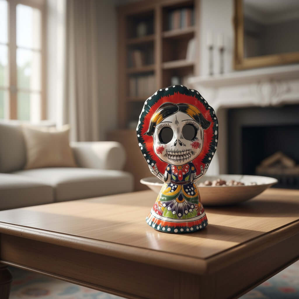 Talavera Skeleton Woman | Day of the Dead Figurine in Traditional