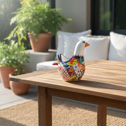 Vibrant Talavera Dove Planter | Colorful Mexican Ceramic Bird Statue