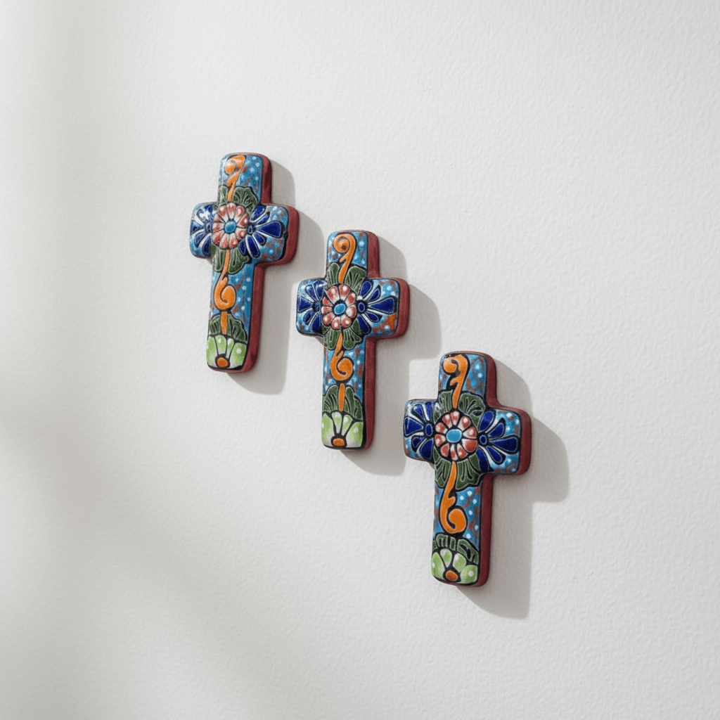 Set of 3 Talavera Crosses | Handmade Mexican Spiritual Art