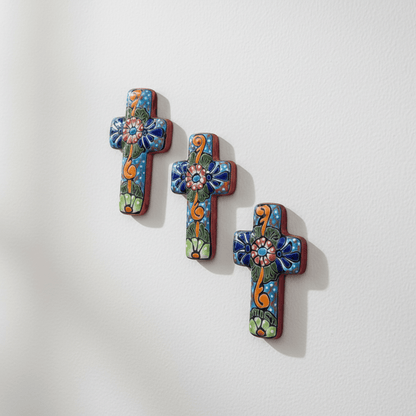 Set of 3 Talavera Crosses | Handmade Mexican Spiritual Art