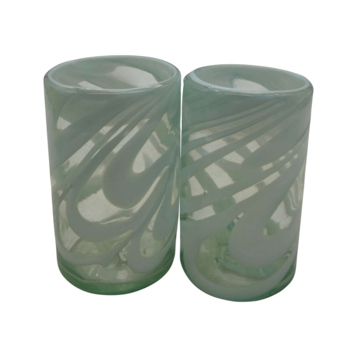 White Swirl Hand-Blown Mexican Drinking Glass | Artisan Drinkware