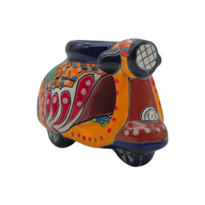 Tiny Talavera Scooter Planter | Mexican Art Decor