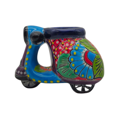 Tiny Talavera Scooter Planter | Mexican Art Decor