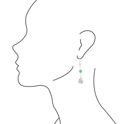 Turquoise Labradorite Elongated Earrings