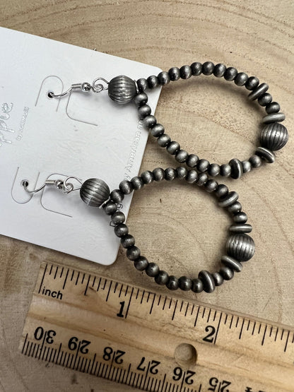 Western Desert Pearl Teardrop Saucer Dangle Earrings — 2" Drop