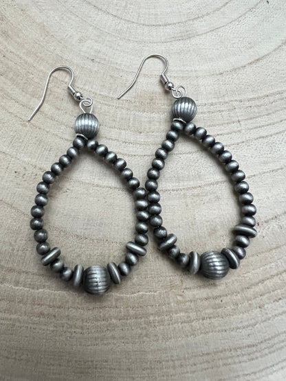 Western Desert Pearl Teardrop Saucer Dangle Earrings — 2" Drop