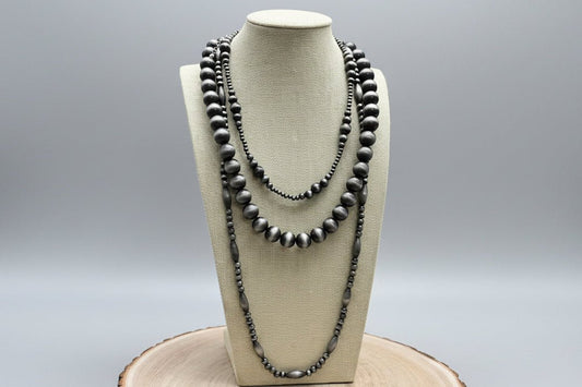 Western Faux Sterling Pearl 3-Piece Necklace Set — 18", 22", 26" Layered Trio