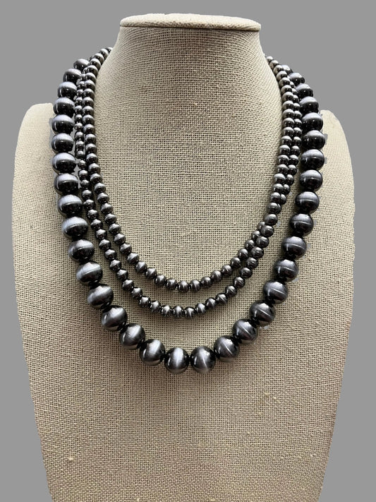 Desert Dreamer 3-Strand Western Faux Sterling Pearl Necklace — Single-Clasp Layered Look