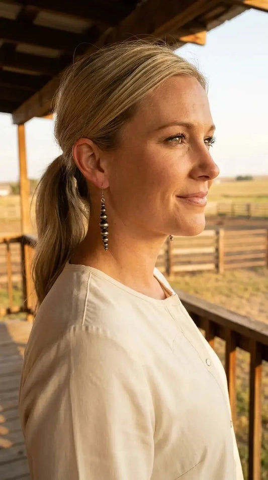 Western Graduated Faux Sterling Pearl Dangle Earrings — 2" Drop