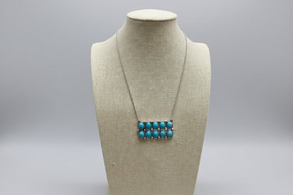 Western Rectangle Faux Turquoise Pendant Necklace — 4" Statement Pendant (18 Inch)