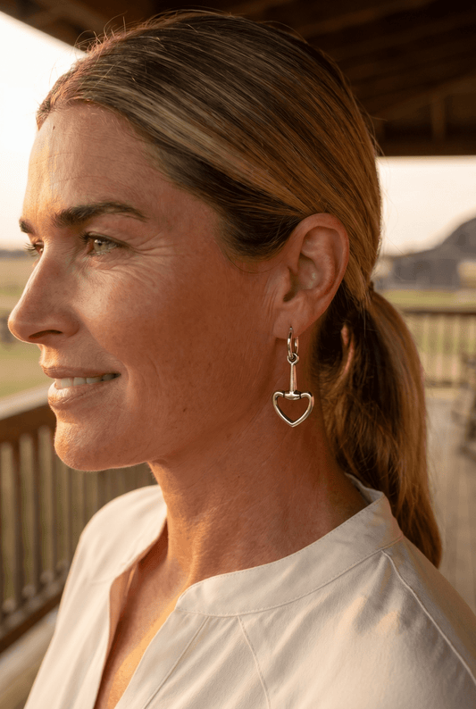 Western Snaffle Bit Dangle Hoop Earrings — Equestrian 1¼" Drop