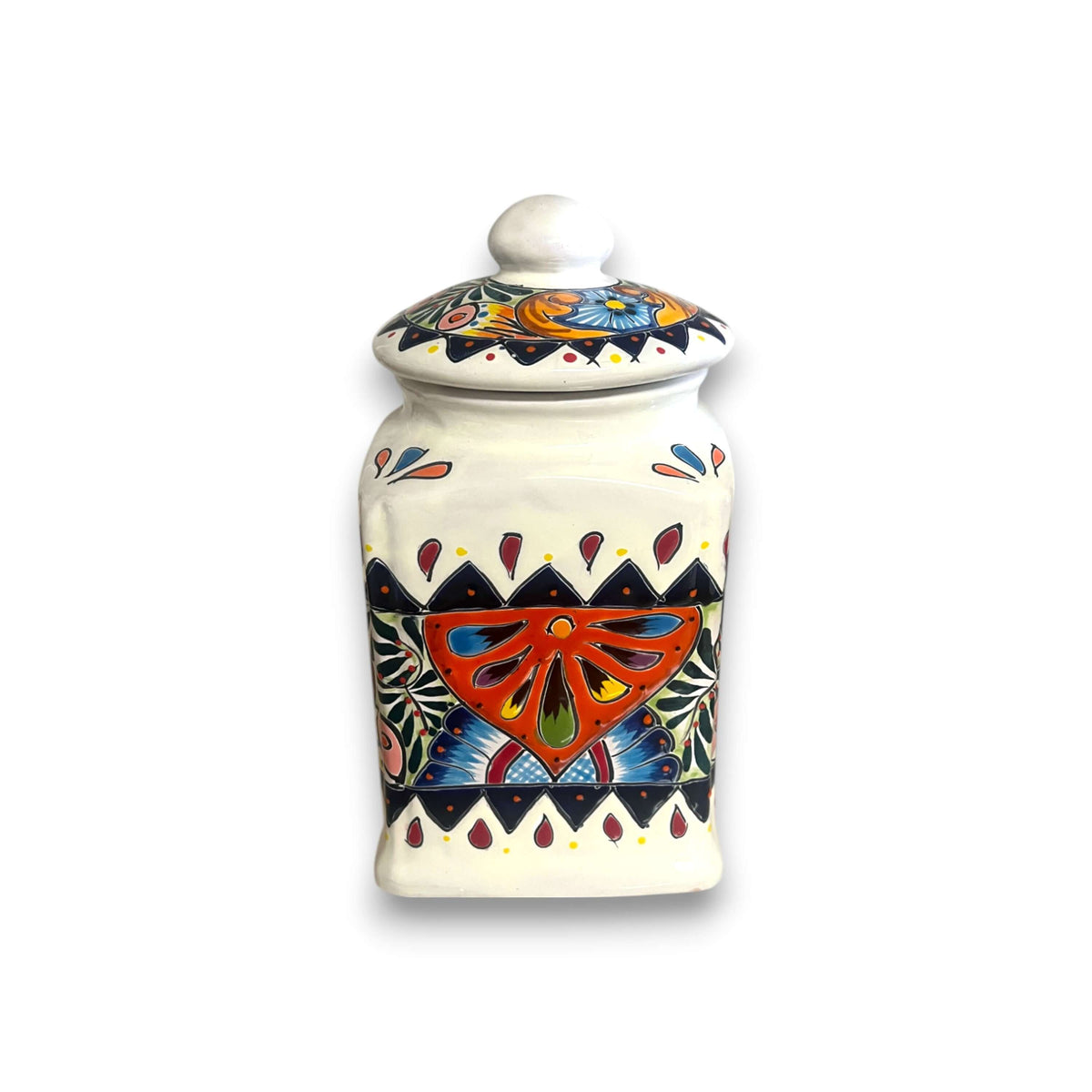 White Talavera Canister Set | Hand-Painted Mexican Kitchen Decor