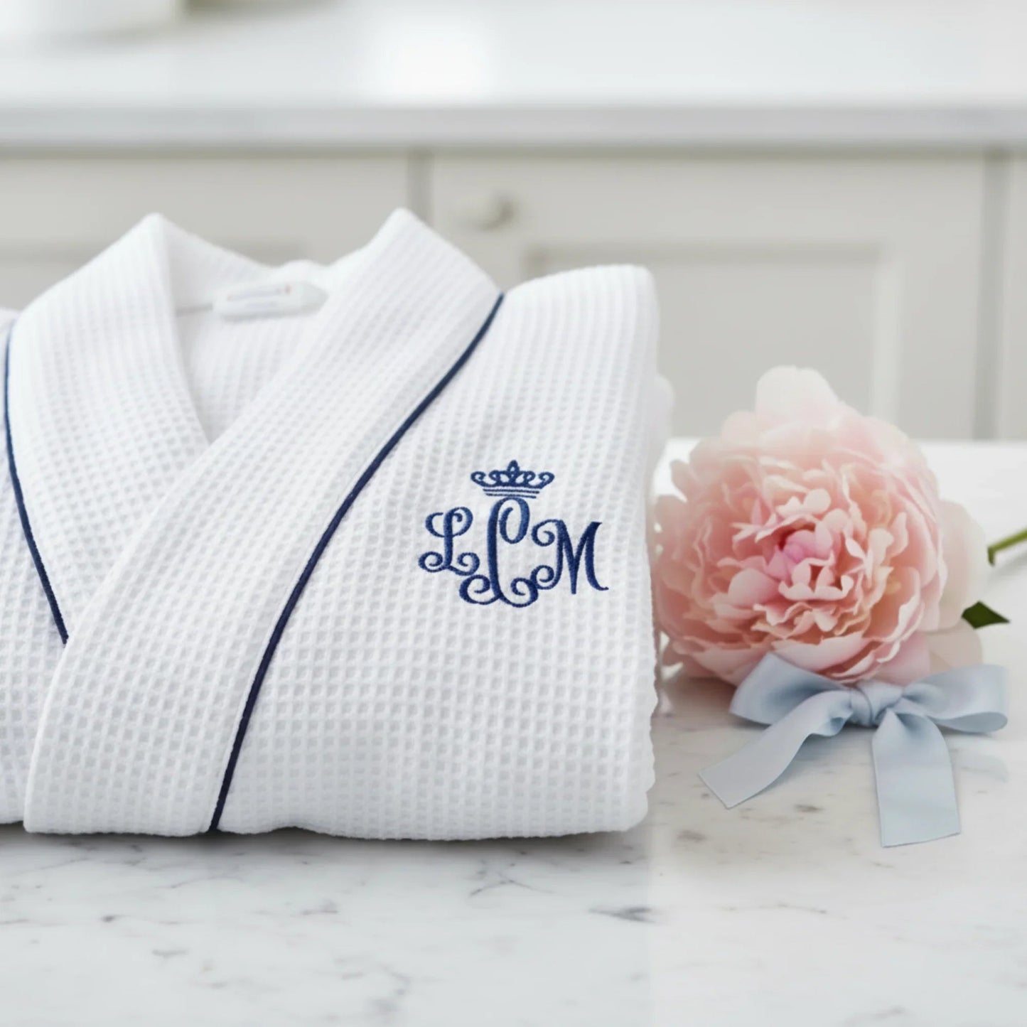 Knee-Length Waffle Robe for Women