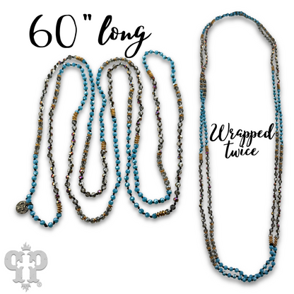 Turquoise blue bead necklace, last call