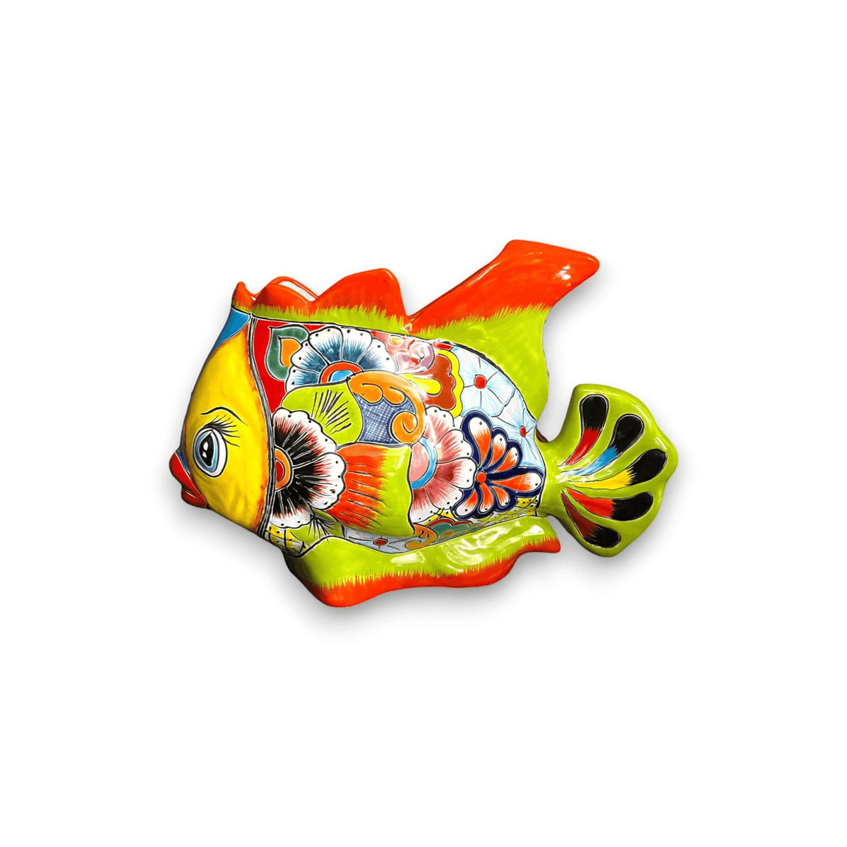 Large Talavera Fish Planter | Hand-Painted Mexican Statue Pottery